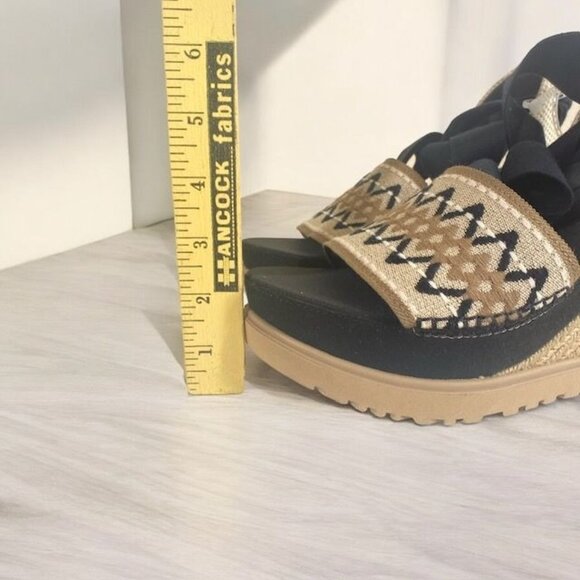 UGG Abbot Ankle Wrap Espadrille Platform Wedge Sandals Black Size 9 - Picture 6 of 10
